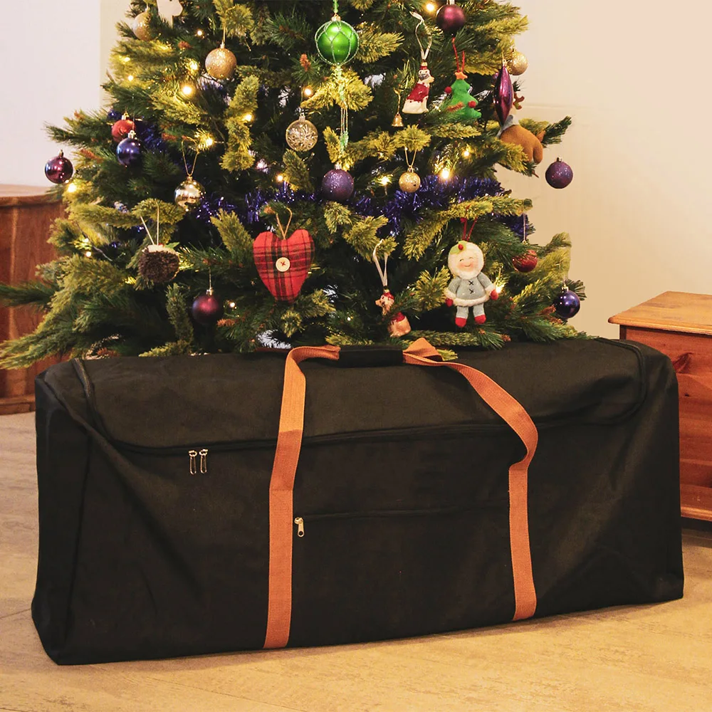 Hot Selling Pe Oxford Cylinder Round Waterproof Durable Christmas Tree Storage Bag