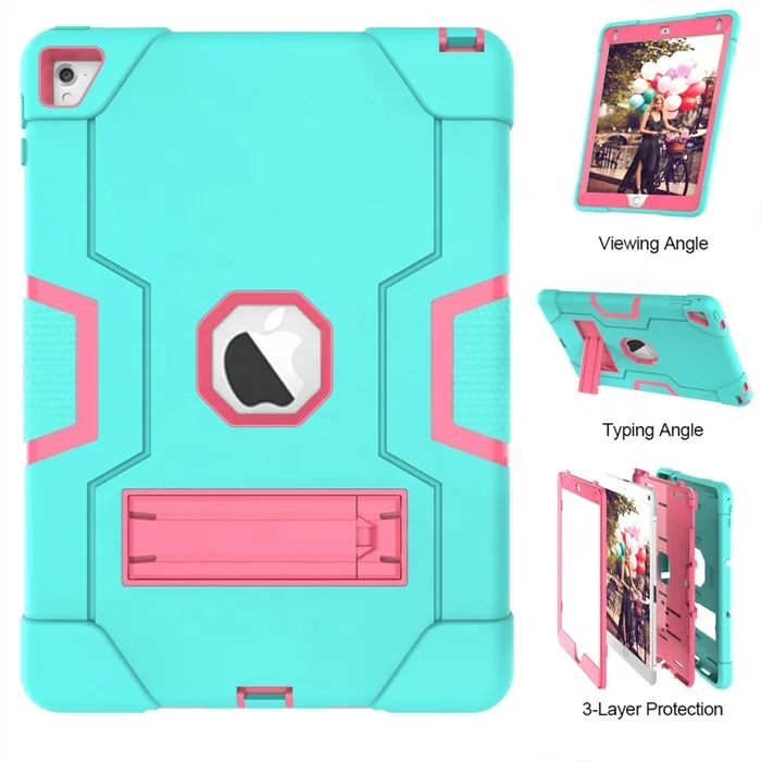 New Portable Stand Armor Case For iPad Air 9.7 inch Kickstand Shockproof Silicone Plastic Tablet for iPad Air 2