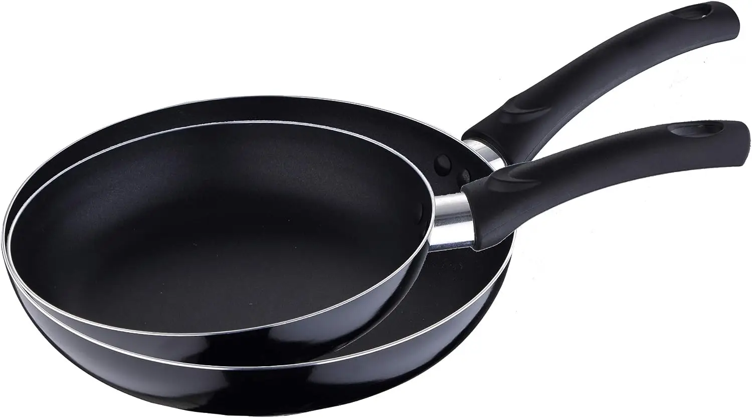 Wholesale of best-selling forged aluminum pot, rubber wood handle, non stick double layer frying pan two-piece set