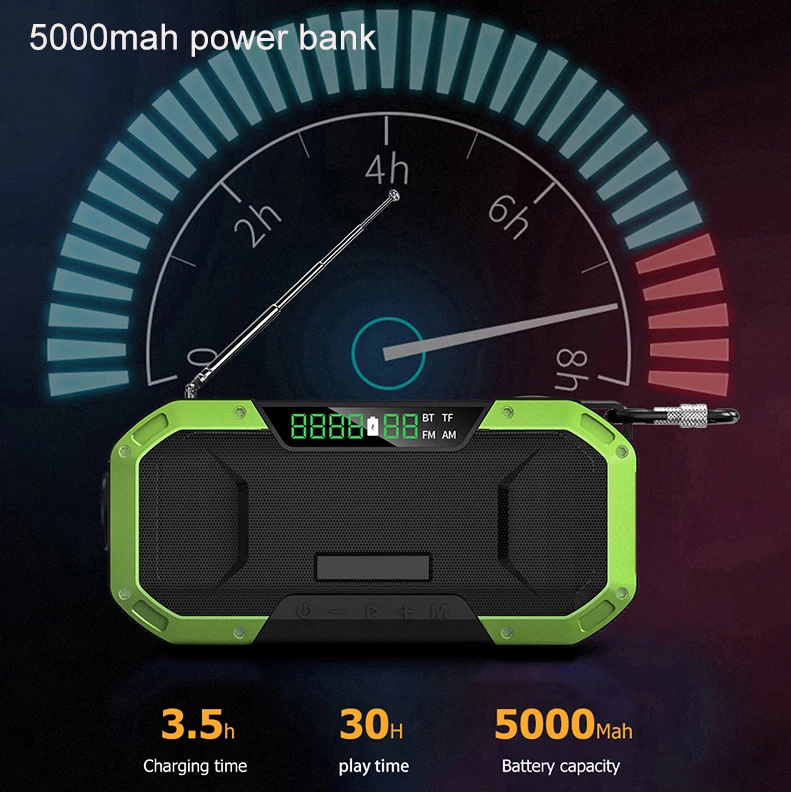 Широко Международная радиоустановка BT колонки Android AM Fm Hf ручной водонепроницаемый динамик радио с компасом
