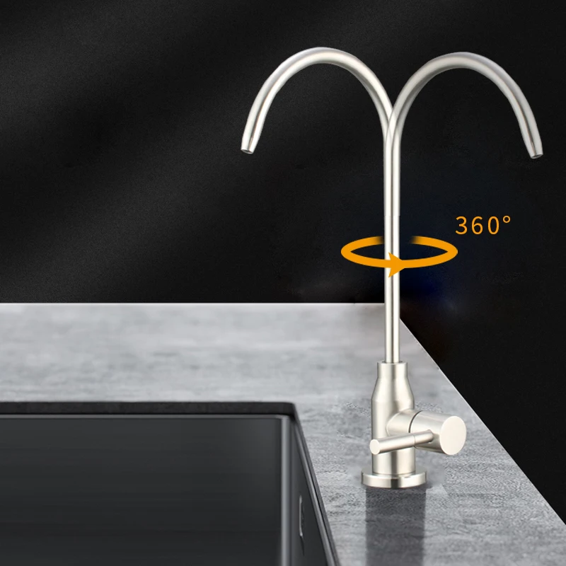 304 Stainless Steel Brushed Finish Goose Neck Kitchen Faucet