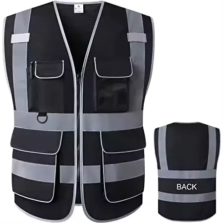 Factory Supply High Visibility 100% Polyester Reflective Jackets Construction Safety Workwear with Multi Pockets