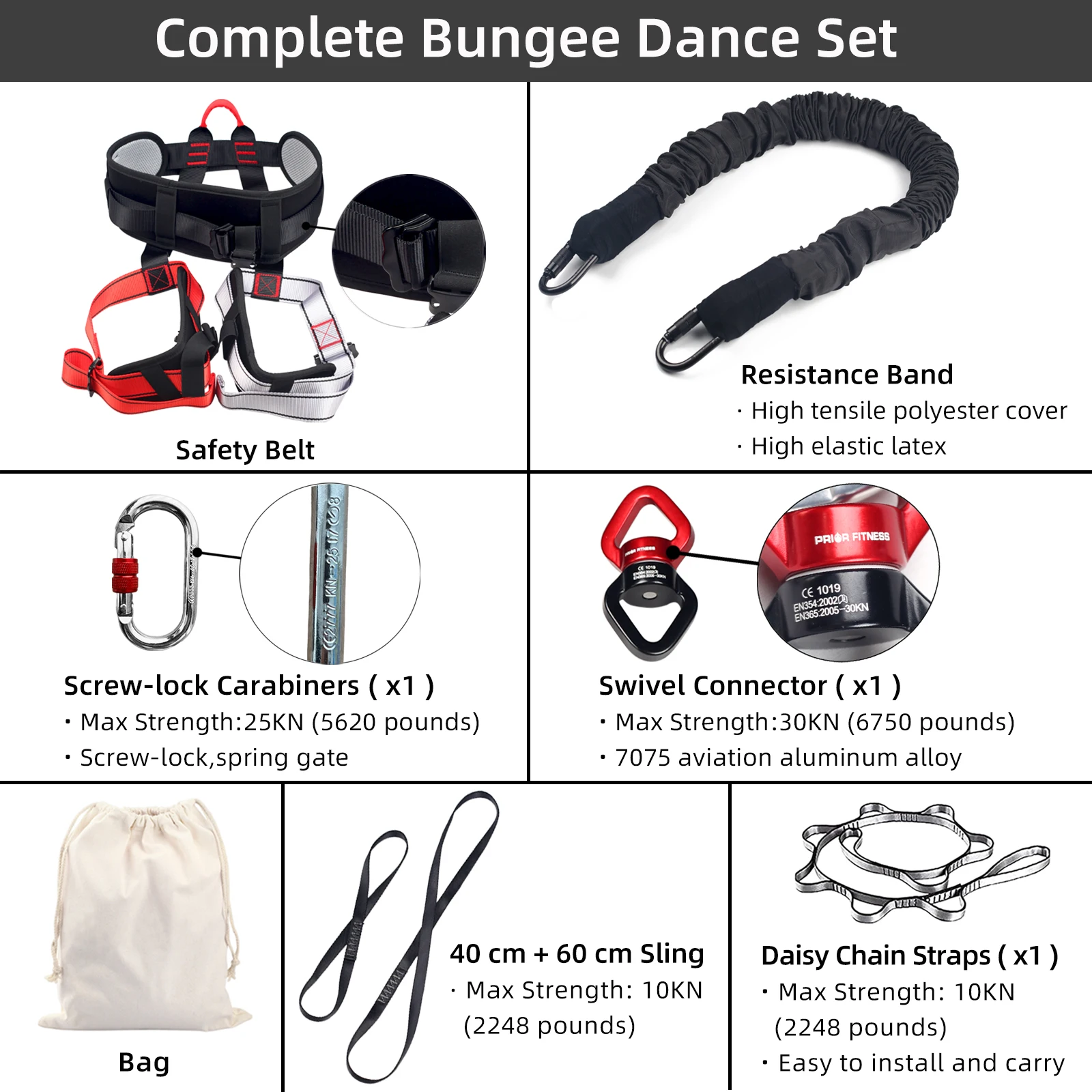 Prior Fitness New Design Bungee Dance Cords Workout for Suspension Trainer Bungee Exercises Bungee Dance Fitness