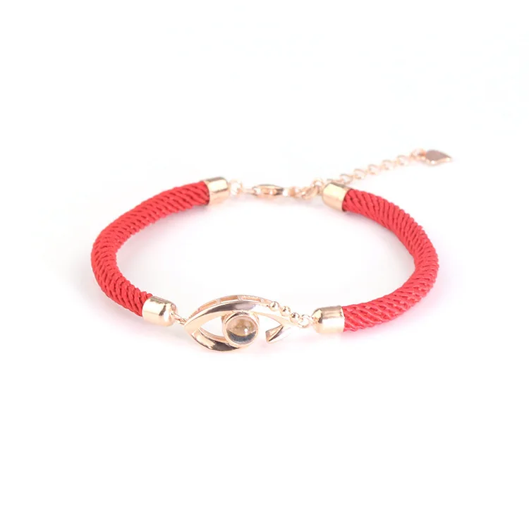 Handmade Rope Stainless Steel Customized Photo 100 Language I Love You Projection Couple Gift Bracelet