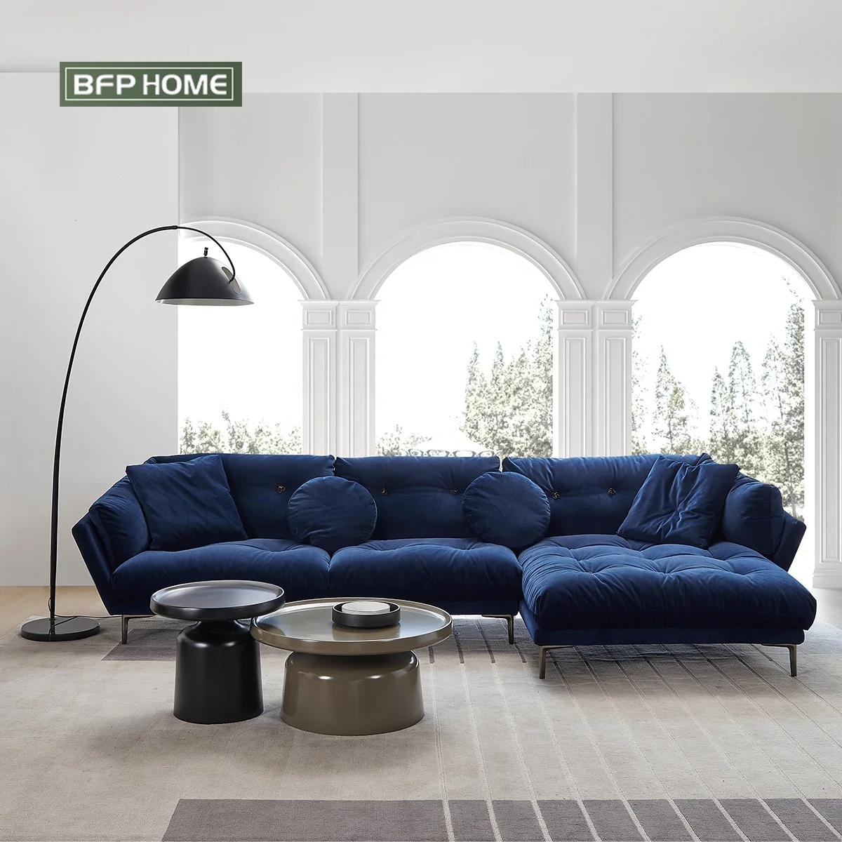 BFP HOME Factory Price Modern Fabric Luxury Style Solid wood furniture Living Room Sofa Set