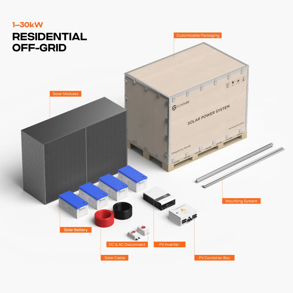 Sunark Hot Selling Off Grid Solar Power System 10Kva 20Kva 30Kva Solar Energy System With Lithium Battery