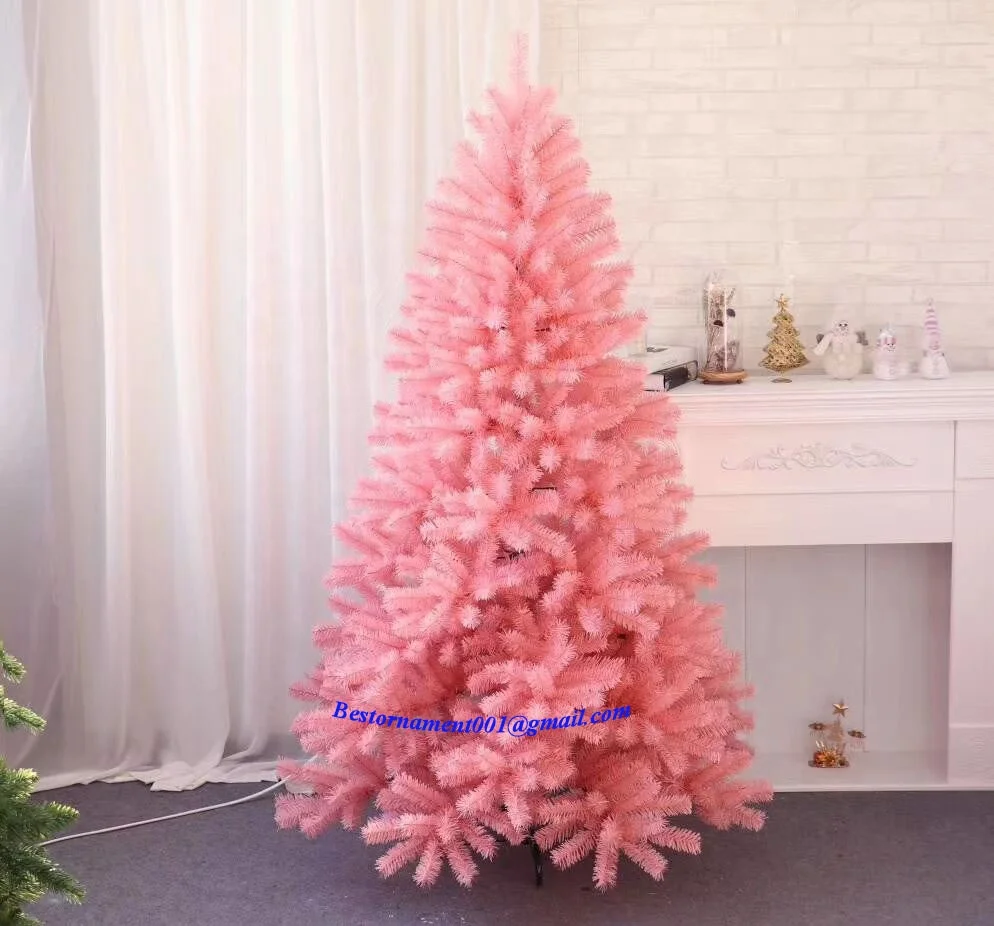 Artificial Sweet Romantic Pink-blue Christmas Tree With Santa Ball Decoration Accessories