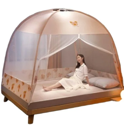 Складная противомоскитная сетка для двойной кровати, кровать большого размера, кровать большого размера с молнией на окне, для защиты детей и взрослых