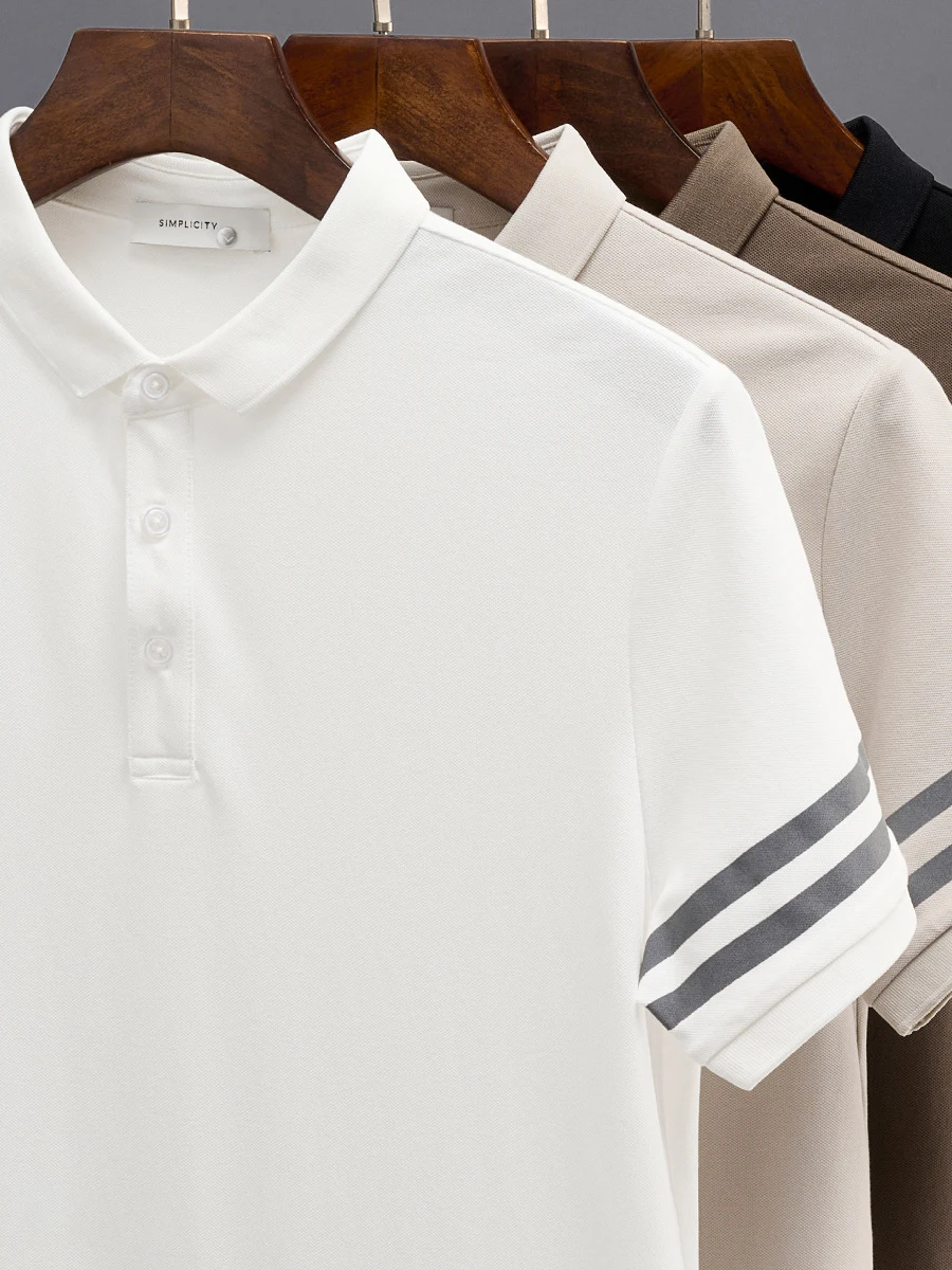 MT2382 High Quality 4XL 210G Cotton+Polyester Stripe Print Golf Polo Shirt Dry Fit Lacosted Polo T Shirts Hommes