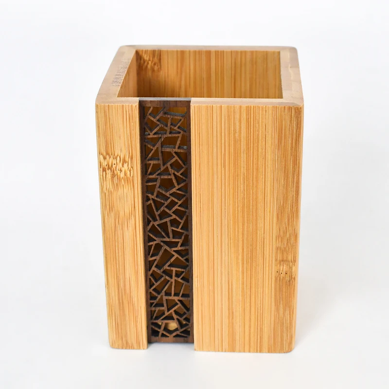 WDF New Arrival Bamboo Wood Desk Pen Pencil Holder Stationery Cup Stand Bamboo Pen Holder For Desk
