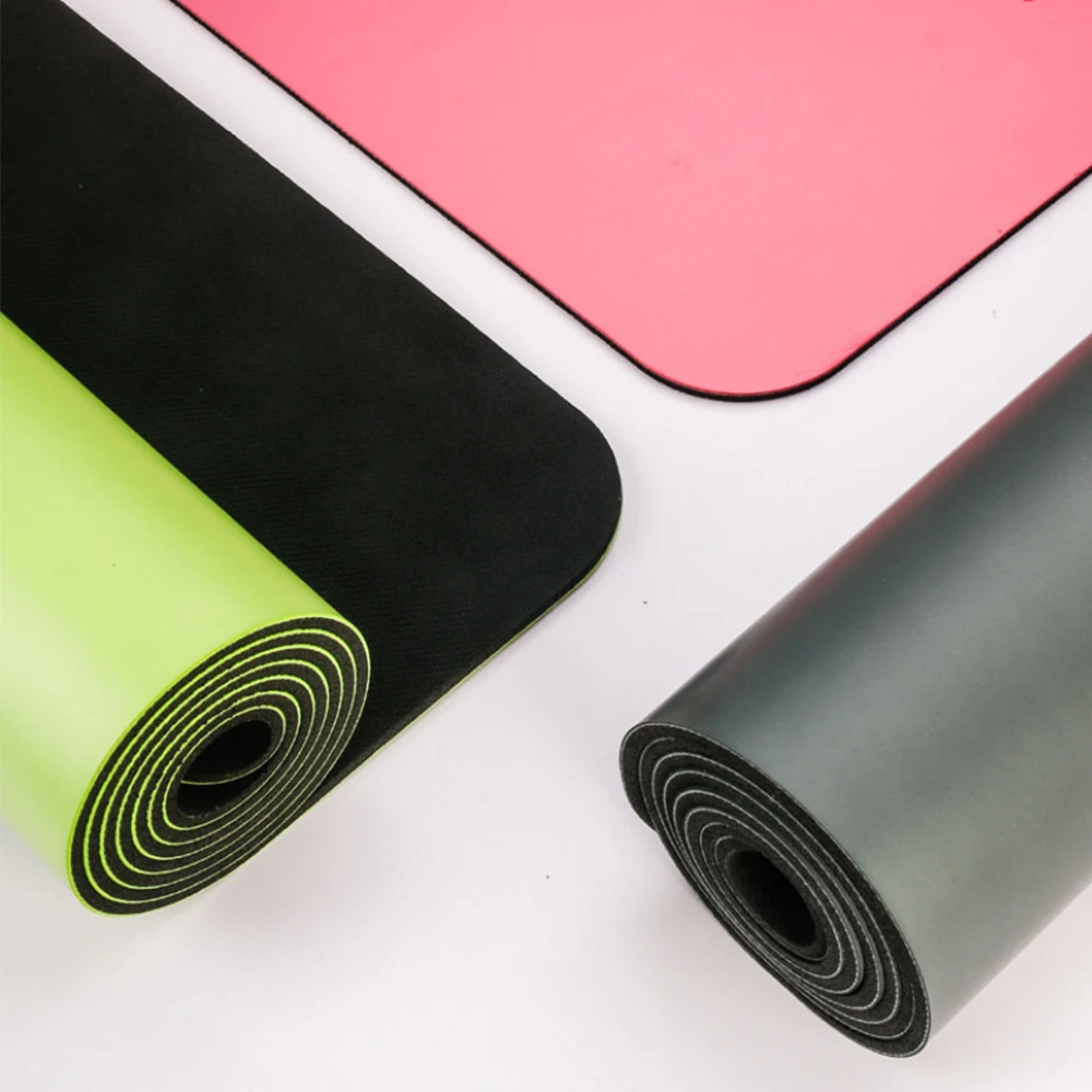 Eco Friendly PU Yoga Mat Made with Natural Rubber Bottom with Alignment Body Lines, Super Grip Non-Slip