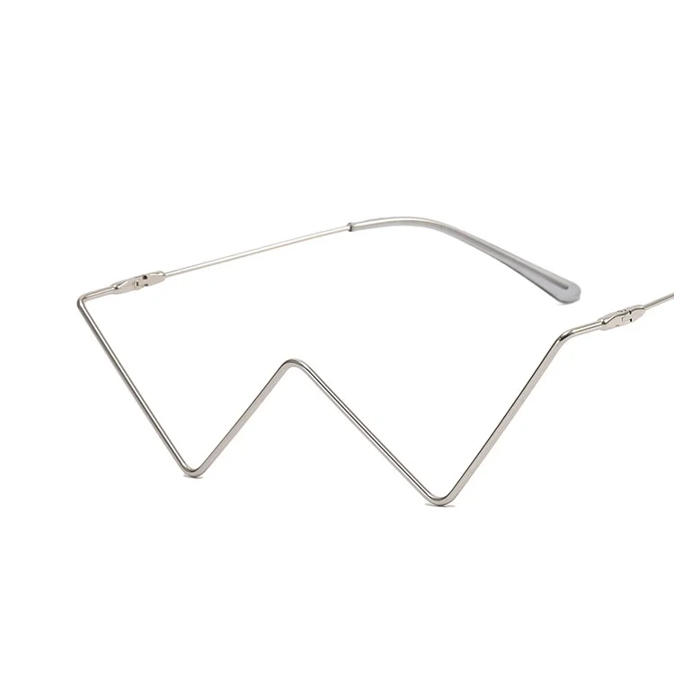 Creative And Personalized W Shaped Half Frame Without Lenses Fashionable Metal Inlaid Diamond Eyeglass Frame
