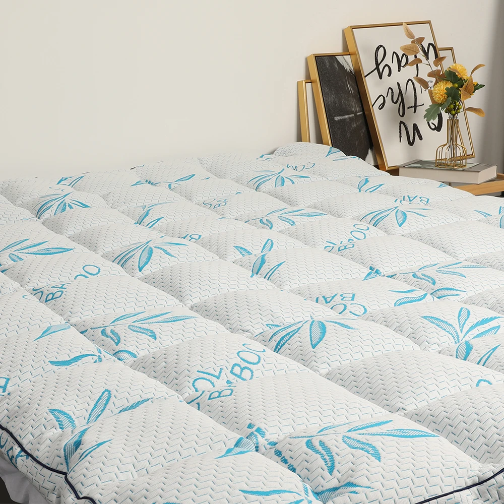 Waterproof Breathable Anti-Bacteria Anti-Pull Luxury Down Cooling Bamboo Mattress Protector Topper