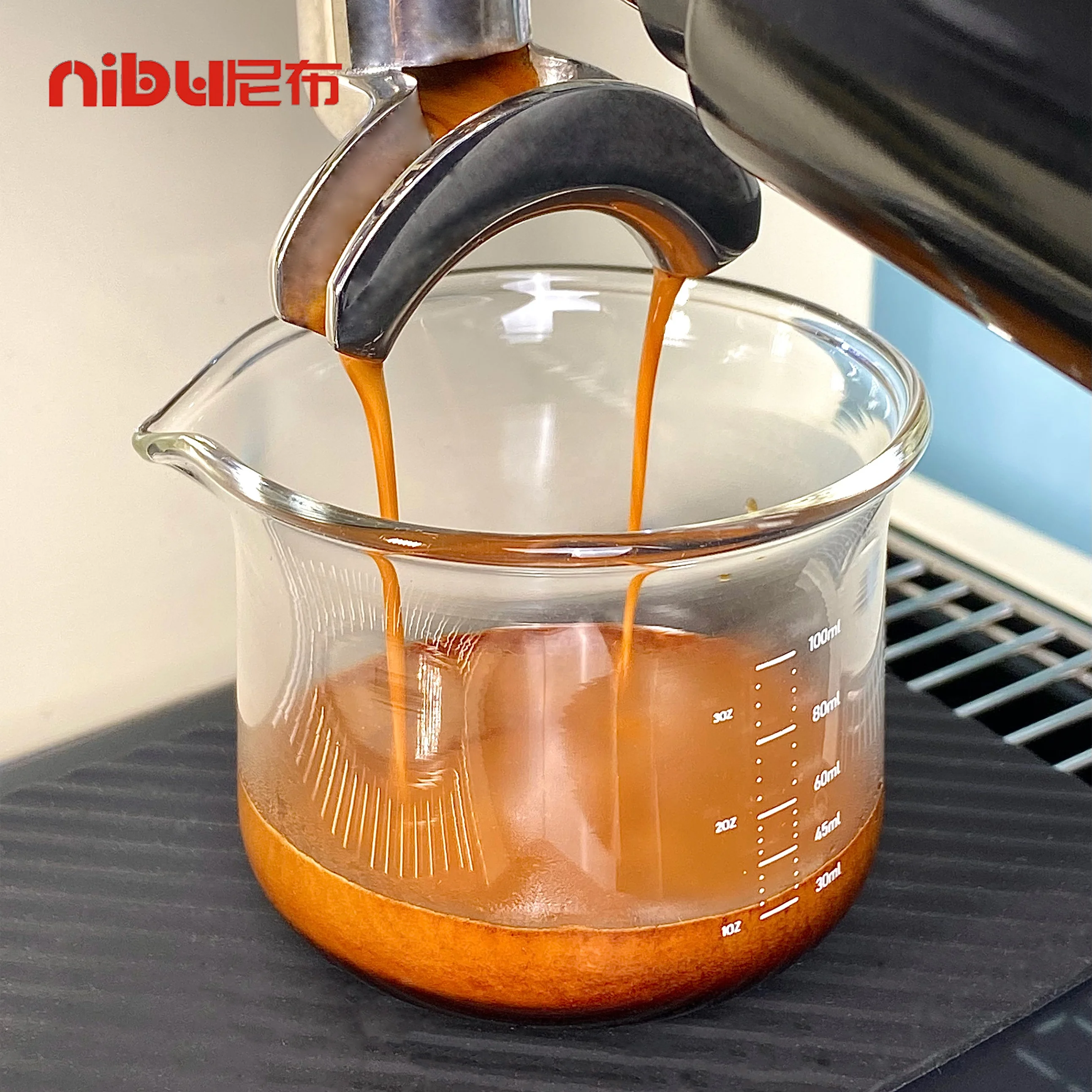 NIBU Barista Tools V-shaped Spout 3.52OZ Espresso Shot Glass Milk Cup Coffee Measuring Cup