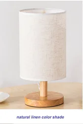 rectangular round linen fabric shade home wooden table lamp hotel beside lamp E27