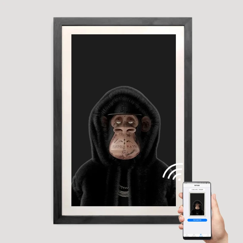 Custom OEM 21.5 22 32 33 43 55 inch video digital Photo frame NFT wall wooden art digital photo frame