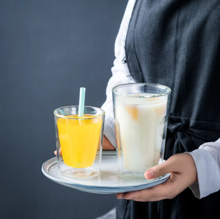 
2020 new style double clear decker coffee cup from xinhua-glass 