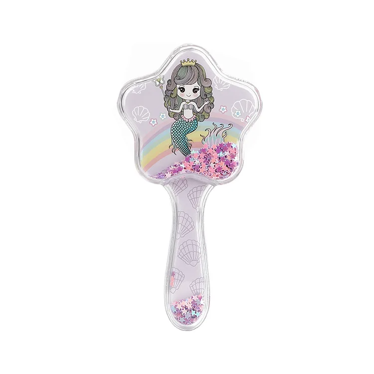 Cartoon Kids Air Cushion Comb Kawaii Mermaid Pony Children Hair Brush Paillette Quicksand Hair Comb Scalp Massage Comb