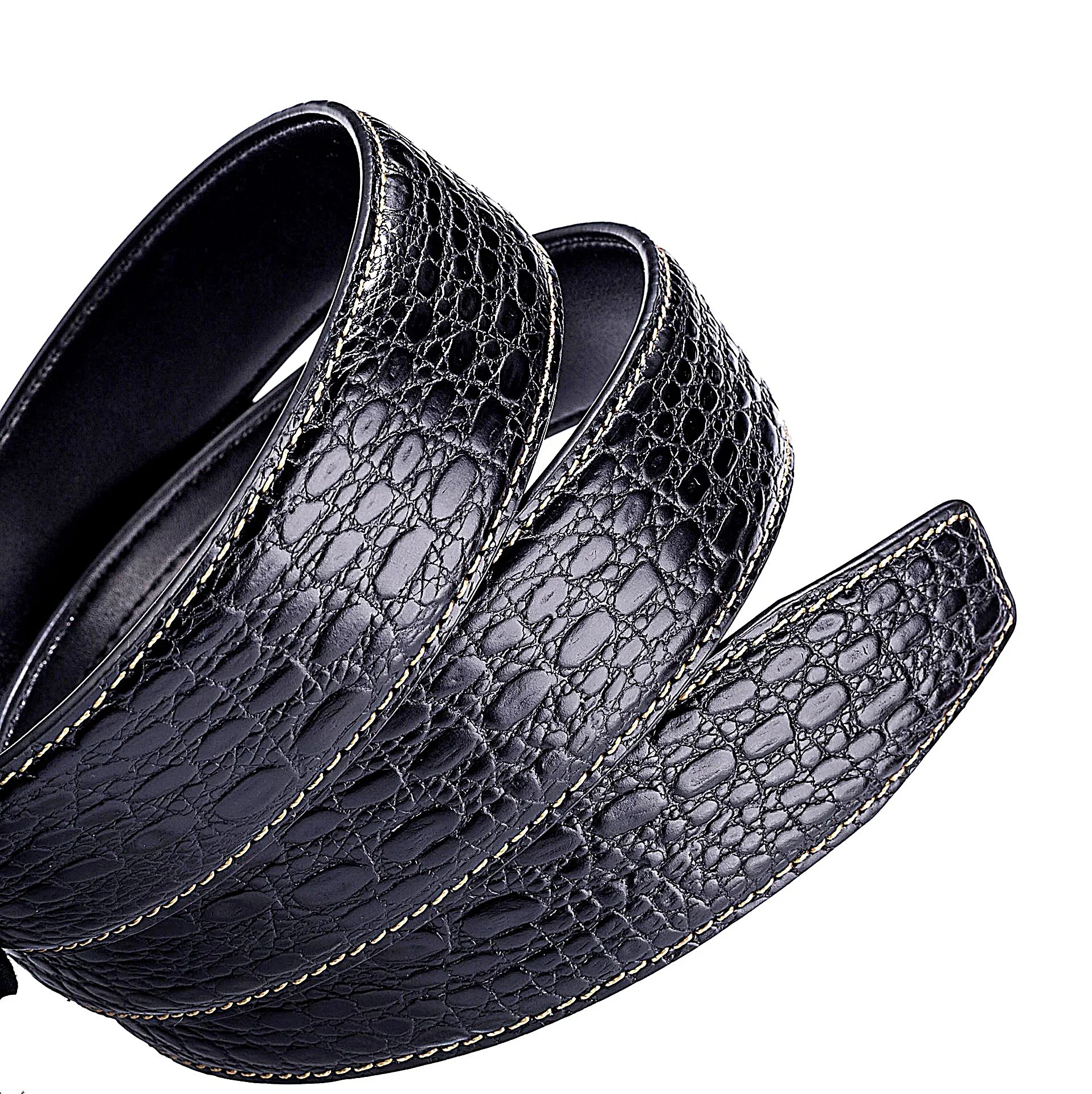 Top Grain 34 28 mm Wide Snake Genuine Leather Belt Strap with Holes No Buckle for Man