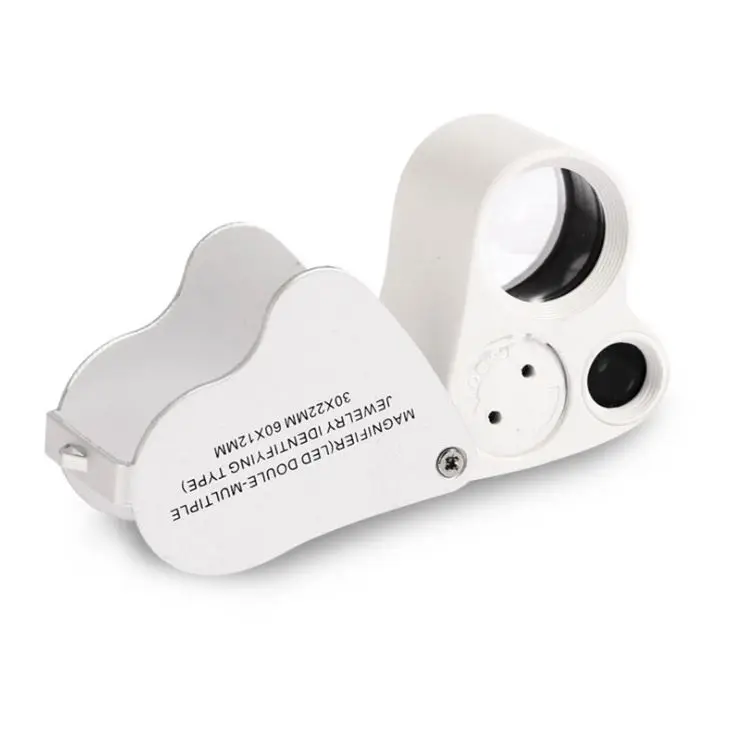 30X 60X Illuminated Jewelers Eye Loupe Magnifier Foldable Jewelry Magnifier with Bright LED Light for Gems Jewelry Coins Stamps