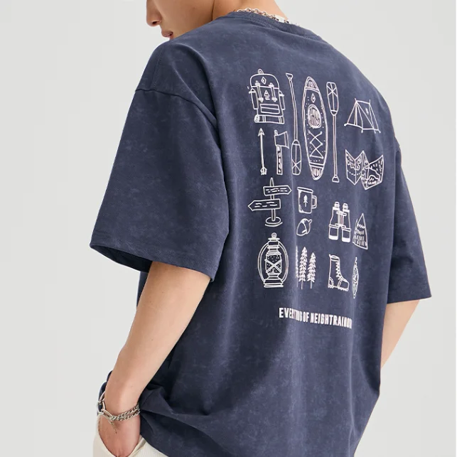 Men Vintage Wash Tshirt Custom T-Shirt Vintage Cotton T Shirt Oem Blank Vintage Rock T-Shirt