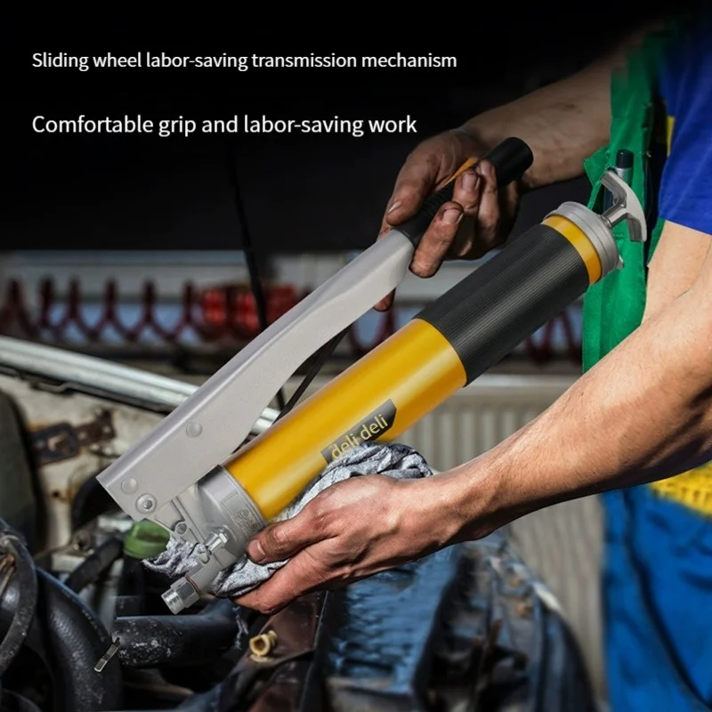 DL471600T Tools Labor-saving heavy duty grease gun transparent tube large capacity manual double plug oil injector car butter