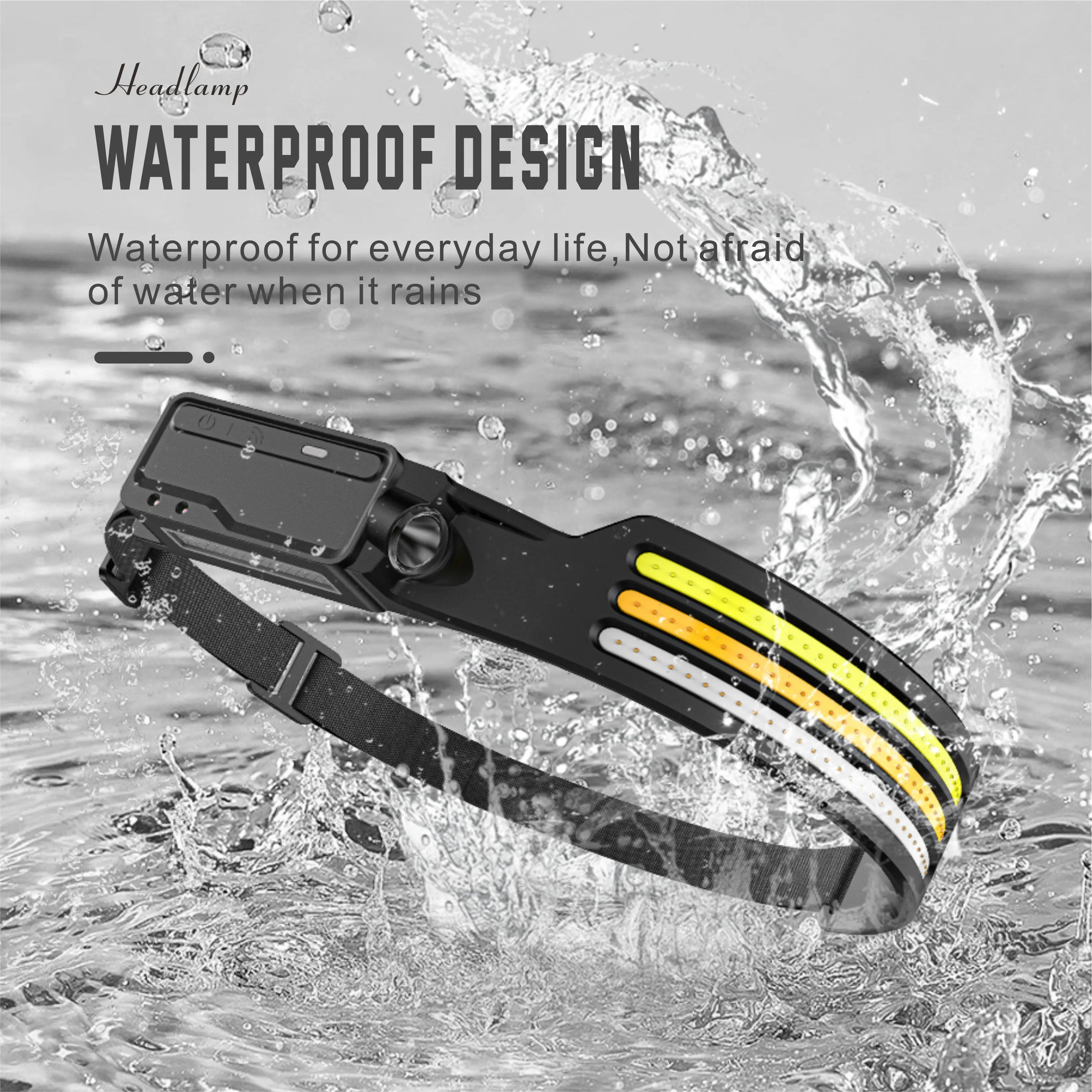 Super Sright Induction Head Lamp Flashlight Camping Working Running LED COB Waterproof Silicone Sensor Rechargeable Headlamp