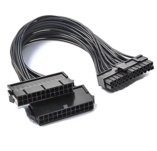 Power Supply Splitter, Dual PSU Cable Adapter 24 Pin 20+4 Pin ATX Motherboard Adapter Extension Cable Dual 24 Pin GPU cable