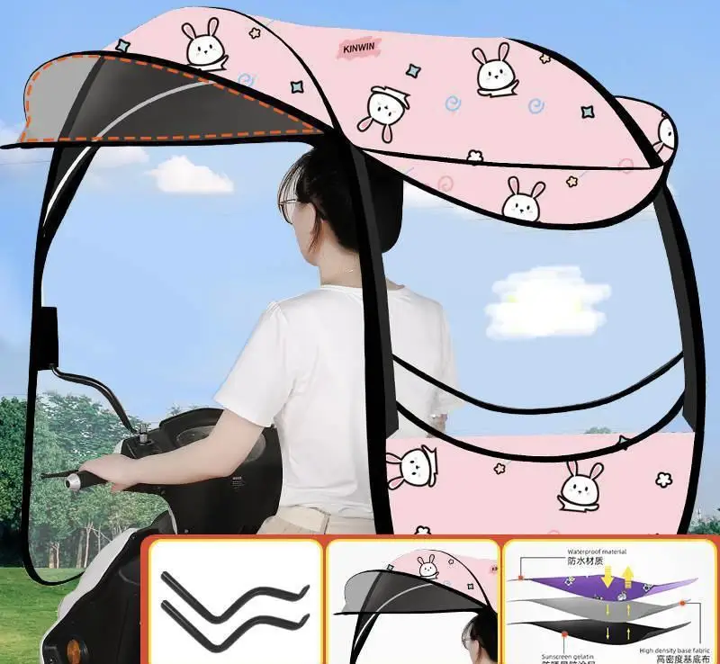 Custom Outdoor Tempered Retractable Plastic Window Design Sunscreen Motorcycle Umbrella Sun Rain Canopy Tent Awning