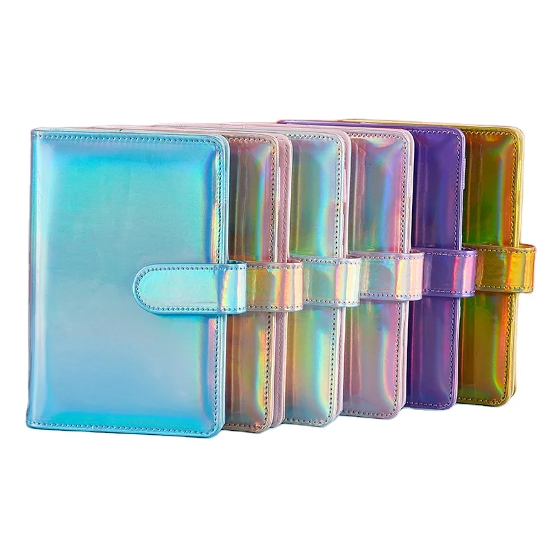 Wholesale Custom Notebook 6 Rings Loose Leaf Glitter Budget Binder Notebook Business Planner  A5A6 Cover With Cash Envelope