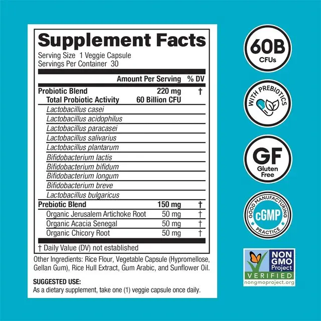 Probiotics Strains Prebiotics for Immune, Digestive & Gut Health Supports Constipation, Diarrhea, Gas & Bloating OEM