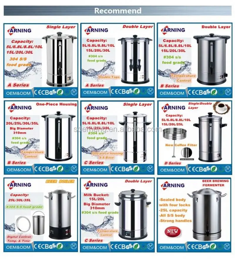 Stainless steel coffee maker water urn with auto- temperature control