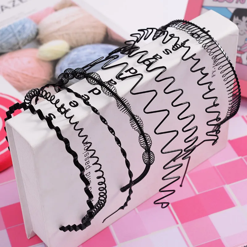 Fashion Wave Mens Women Unisex Black Wavy Hair Head Hoop Band Sport Headband Hairband metal hair band for men headband