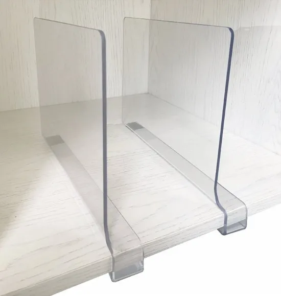 Hot Sale Clear Plastic Plastic Shelf Dividers Closet Shelf Organizer Divider