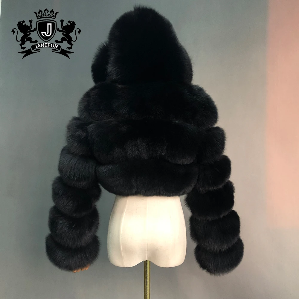 New Design Long Sleeve Fur Coat Ladies Midriff Short Real Fox Fur Coat Fancy Short Coat