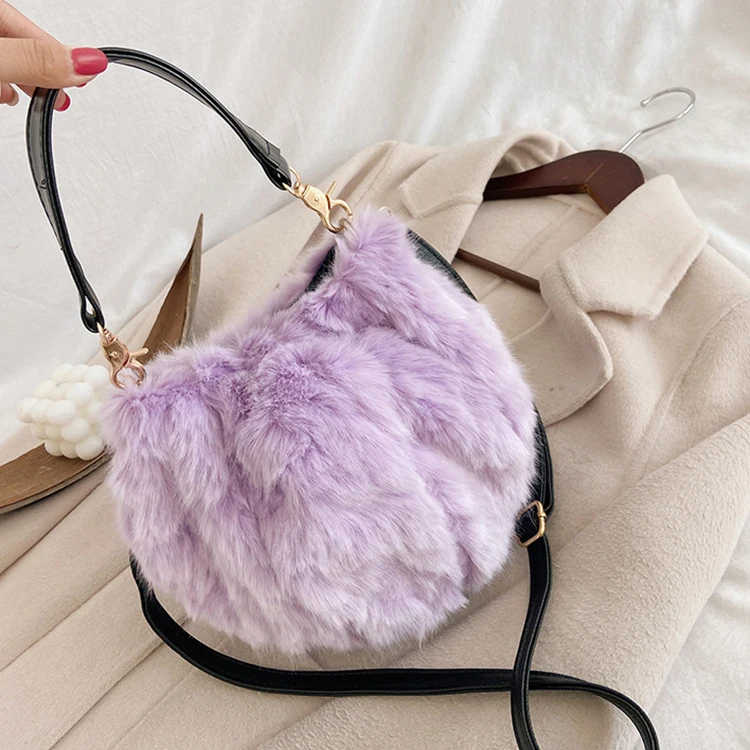Multi Colors Furry Small Cute Ladies Purses and Handbags for Women
