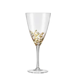 Wholesale custom Hand Blown Lead Free Crystal gold printed red wine glasses goblet set for wedding
