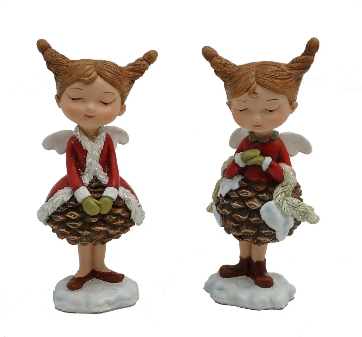 Wholesale Resin Pine Cone Angel Girl Figurine for Home Decoration