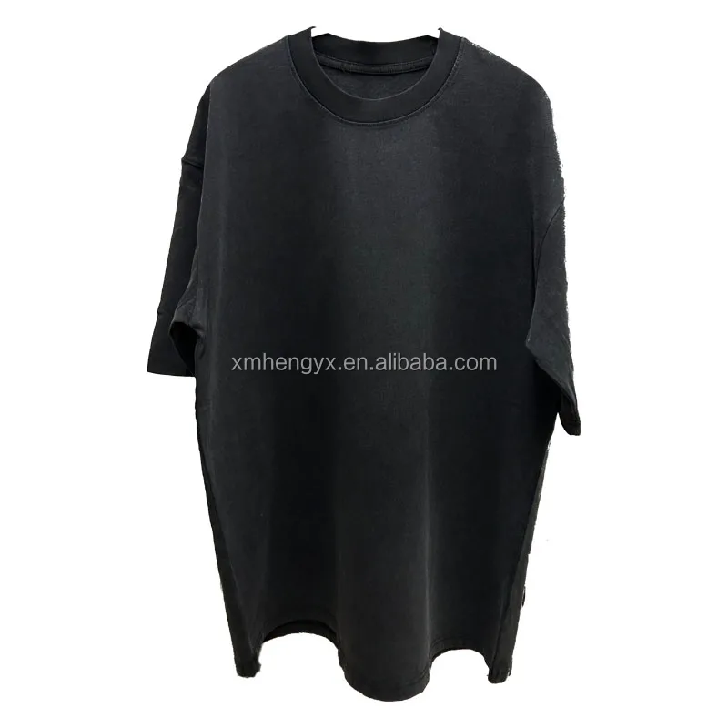 Summer Mens Washed Concave T-shirt Patchwork T-shirt Uneven Hem Cut Custom Oversized Acid Wash  Dropshipping T Shirt