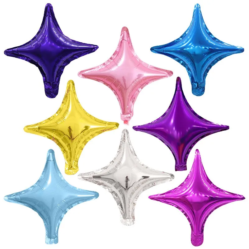 Hot Sale 26 inch 4 point star metallic Shini foil balloon big general solid balloon birthday party decoration
