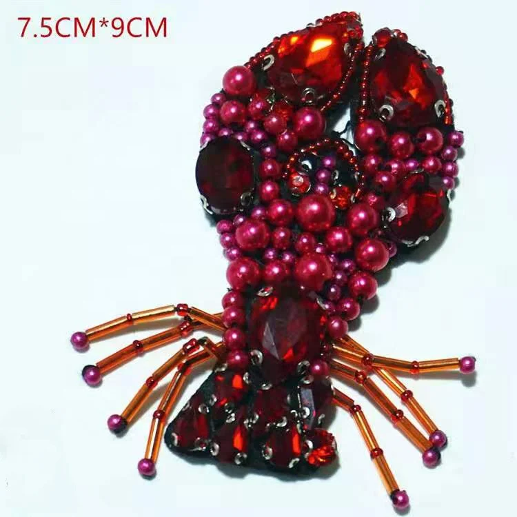 Wholesale garment accessories Hand Beaded applique Decorative clothing patches Sew on rhinestone applique