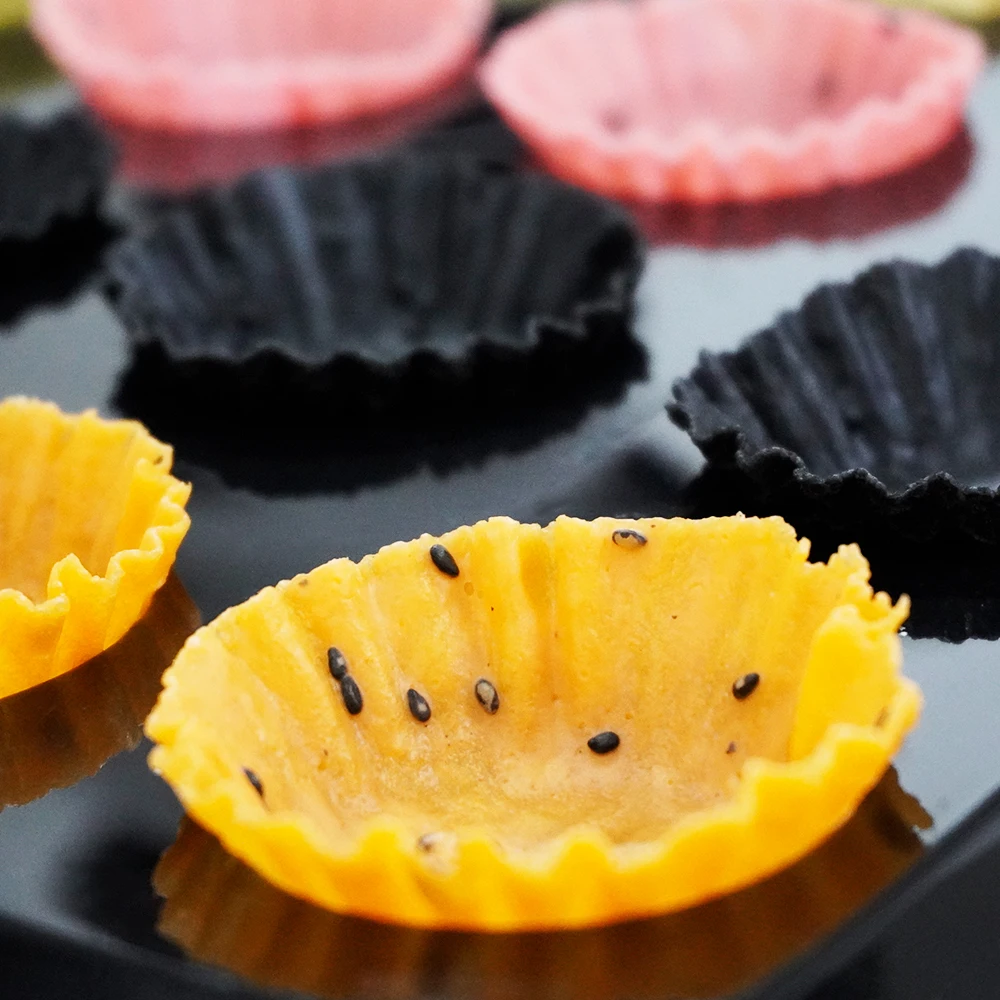 Hot Sale Sugar Free Chocolate Flavor Slim Crispy Beveled Tart Shell Premade Frozen Low Fat Butter Egg Tart Shell