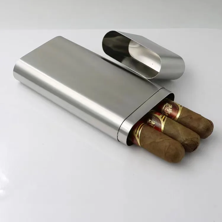 Customized 2 oz Stainless Steel Liquor Whiskey Flagon Hip Flask with 2pcs Cigar Holder Case Tube with Funnel