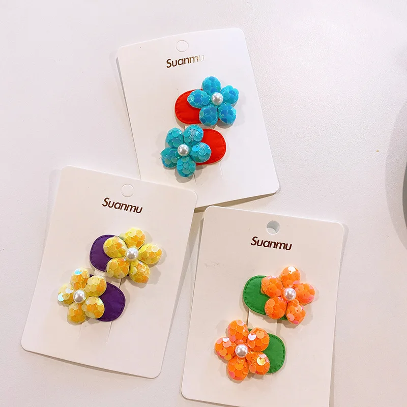 Korean Style Small Sequin Flower Hairpin Cute Children 3cm Mini Sequin Flower Hair Clip