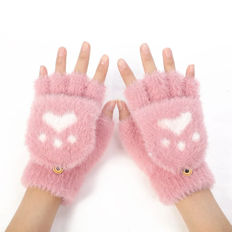 Hot Sell Knitted Flip Half Finger Gloves Women Winter Touchscreen Gloves