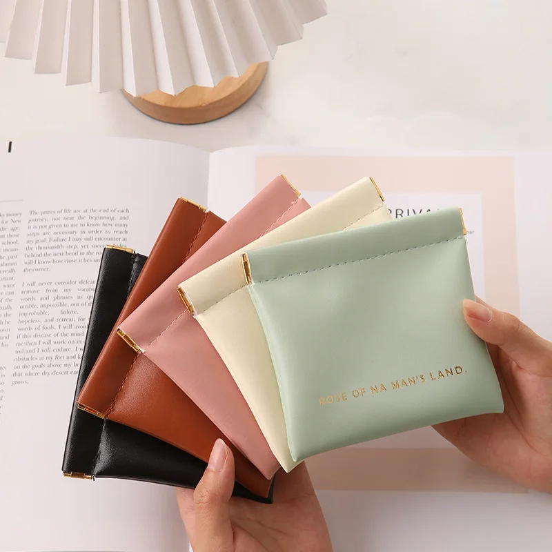 BSCI factory custom logo Portable PU Bag with Zipper Closure for Cosmetics Cable Headphones Mini Lipstick Coin Purse Storage