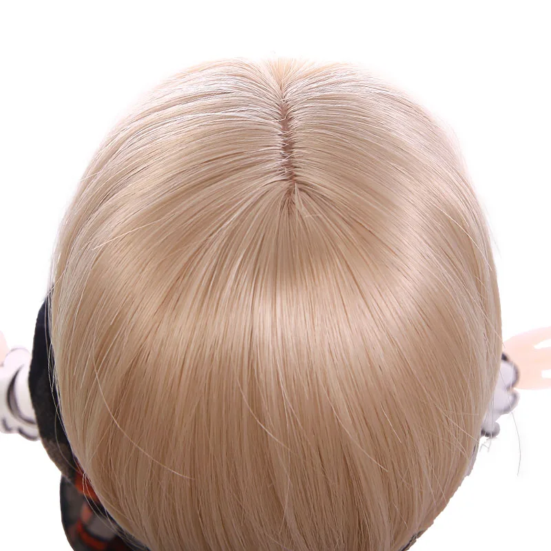 wholesale price straight medium hairstyle BJD doll wig hair light gloden blonde side parting bjd wig for 8-9 inch