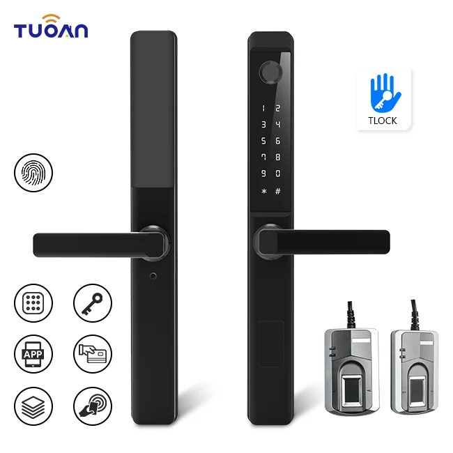 TUOAN TT-F9 Лидер продаж тонкий умный дверной замок с отпечатком пальца TT замок из алюминиевого сплава Электрический дверной замок умный