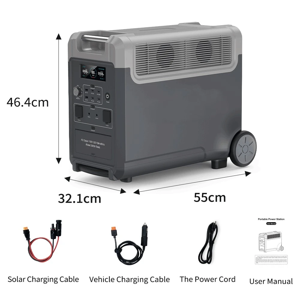 3kw portable emergency power supply lifepo4 powerstation 3000 watt portable power station