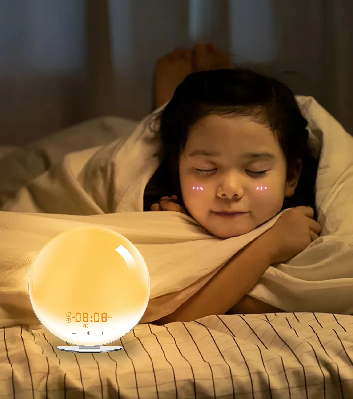 2020 Hot Selling Snooze Atmosphere Sunset Mode Bedside Lamp Wake Up Light Sunrise LED Screen Multiple Nature Sounds Alarm Clock